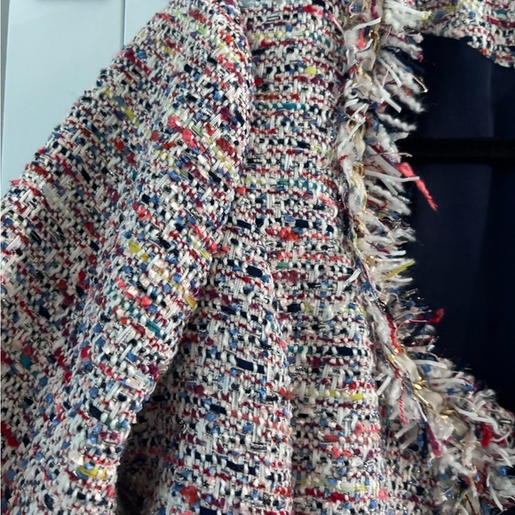 Boston Proper Colorful Tweed Fringe Jacket - Picture 3 of 9